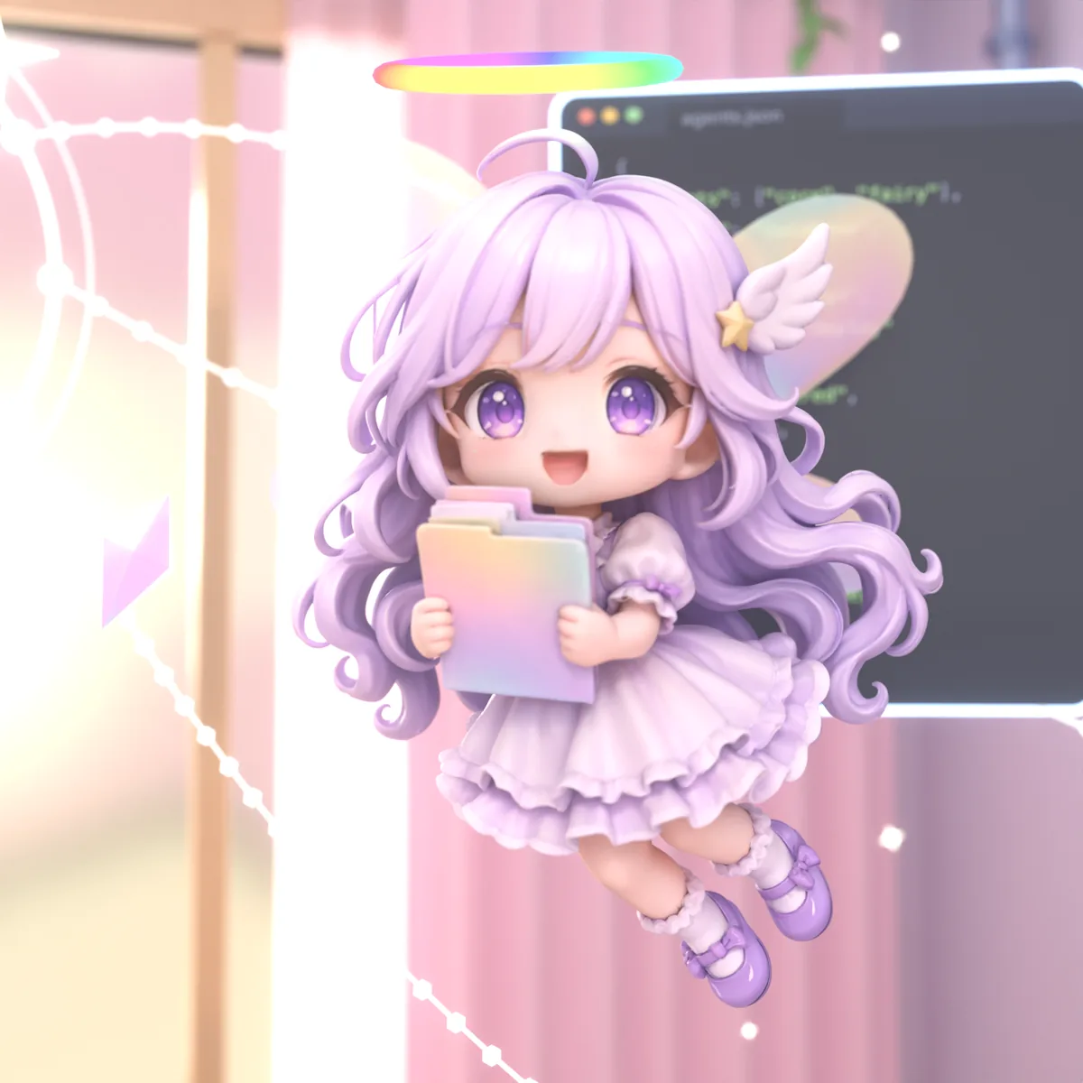 フォルダを抱えて飛ぶ妖精