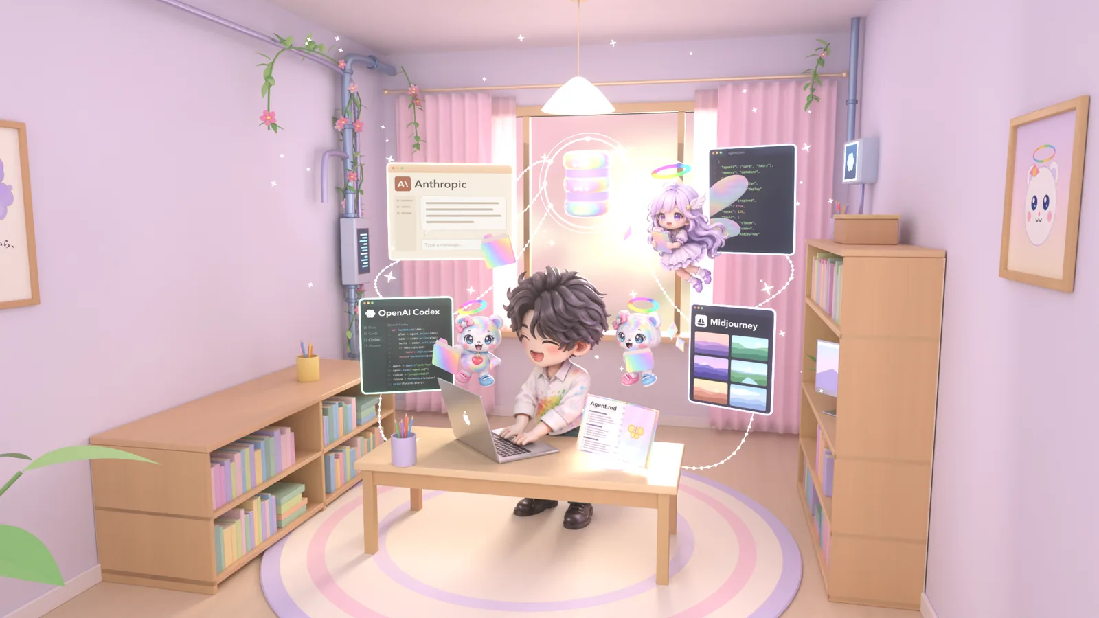 部屋ぜんたい。ラグとペンダントライトも見える